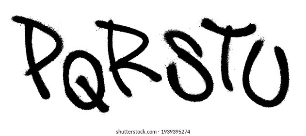 Graffiti spray font alphabet. Part 4. Vector illustration