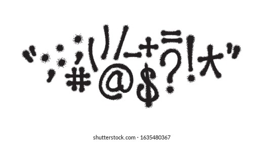 Graffiti spray font alphabet. Signs. Part 4. Vector illustration