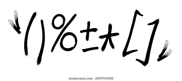 Graffiti spray font alphabet. Signs. Part 8. Vector illustration Eps 10