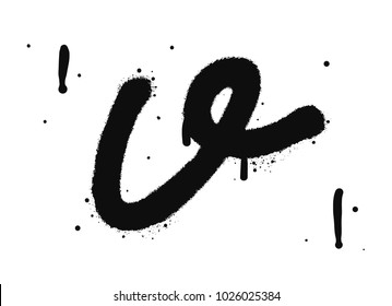 Graffiti spray font isolated on white background. Black letter. Hand written graffiti font type alphabet. Vector illustrations. 
