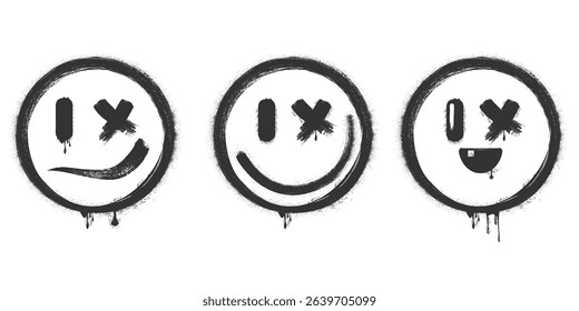 Graffiti spray Grunge Abstract Face Vector: Distorted Black Human Head Silhouette with Rough Textured Edges, Artistic Design Element for Creative Projects and Dark Themes