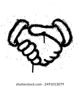 Graffiti spray handshake isolated on white background