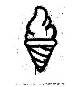 Graffiti spray Ice Cream isolated on white background