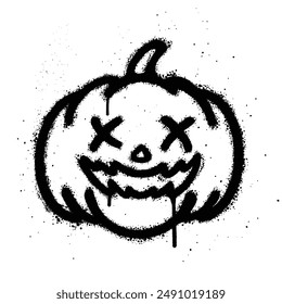 Graffiti spray Jack O Lantern isolated on white background