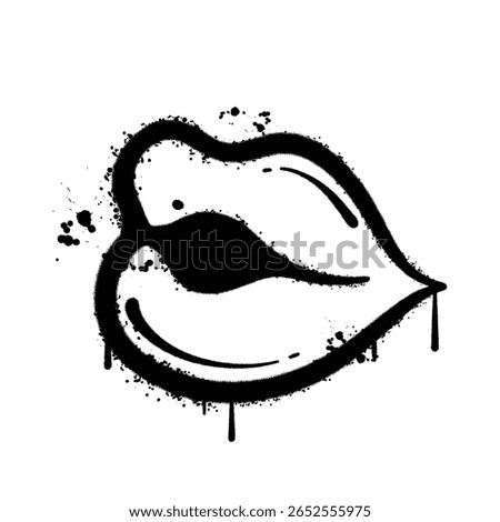 Graffiti Spray lips on isolated white background
