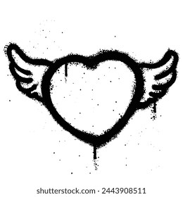 Graffiti spray alas de amor aislado sobre fondo blanco