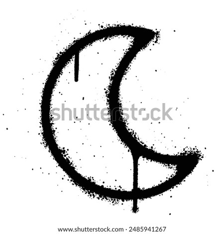 Graffiti spray moon isolated on white background