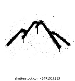 Graffiti spray Mountain isolated on white background