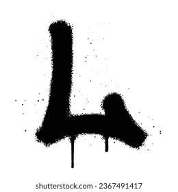 Graffiti spray paint Alphabet L Isolated Vector