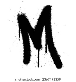 Graffiti spray paint Alphabet M Isolated Vector