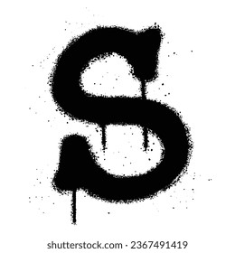 Graffiti spray paint Alphabet S Isolated Vector