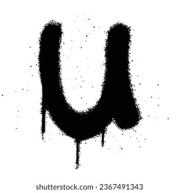 Graffiti spray paint Alphabet U Isolated Vector
