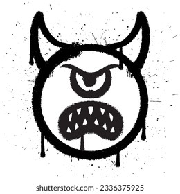 Graffiti spray pintura ciclismo enojado emoticono del diablo vector aislado