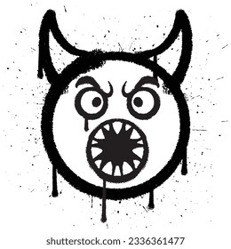 Graffiti spray paint angry devil emoticon in vector