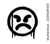 Graffiti Spray Paint Angry Face Emoticon Isolated Vector Illustration