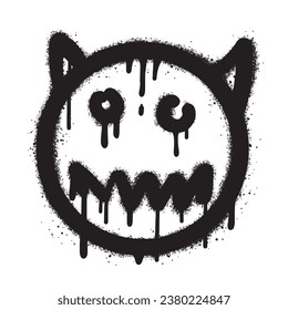 Graffiti Spray Farbe wütend Gesicht Emoticon in Vektorgrafik.