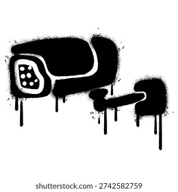 Graffiti Spray Paint CCTV Security Camera Illustration on White Background.
