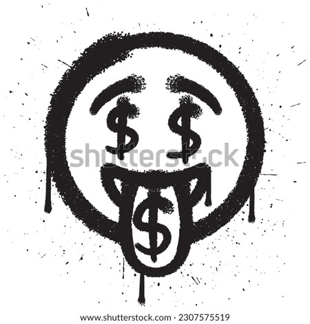 Graffiti spray paint currency emoticon isolated vector