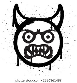 Graffiti spray paint devil emoticon isolated vector
