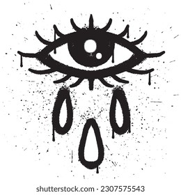 Graffiti spray paint eye with tear isolated vector