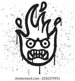 Graffiti spray paint fire character emoticon isolated vector