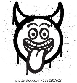 Graffiti spray paint funny devil emoticon isolated vector