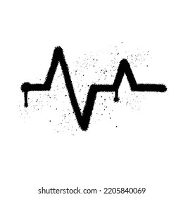 Graffiti Spray Paint Heart Rate Isolated Vector Illustration