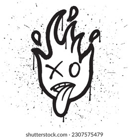 Graffiti spray paint mocking fire character emoticon isolated vector