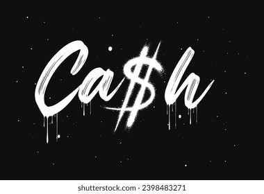 Graffiti Spray Paint Money Sign Isolated Vector Illustration, Graffiti spray paint Word Cash Isolated Vector.eps8