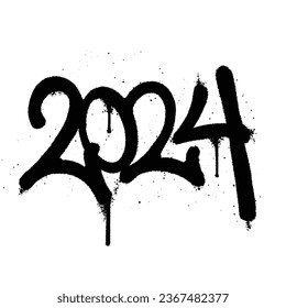 Graffiti spray paint Number 2024  Isolated Vector