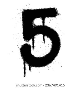 Graffiti spray paint Number Five Isolated Vector