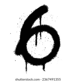 Graffiti spray paint Number Six Isolated Vector