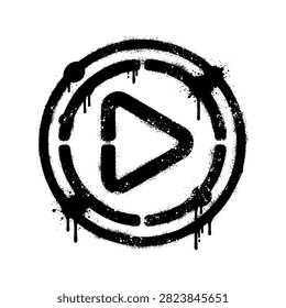 Graffiti Spray Paint Play Button Icon Vector Illustration Stencil Street Art