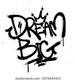 Graffiti spray paint quotes dream big Isolated Vector