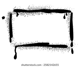 Graffiti spray paint rectangle frame isolated on transparent background