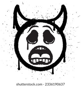 Pintura de graffiti triste emoticono del diablo aislado vector