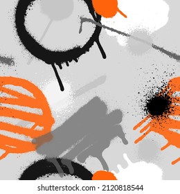 Graffiti spray paint seamless pattern. Vector illustration.