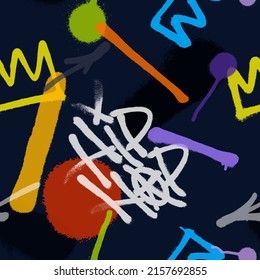 Graffiti spray paint seamless pattern. Vector illustration.