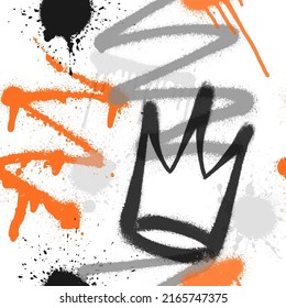 Graffiti spray paint seamless pattern. Vector illustration.