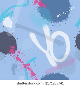 Graffiti spray paint seamless pattern. Vector illustration.