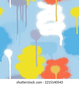 Graffiti spray paint seamless pattern. Vector illustration.