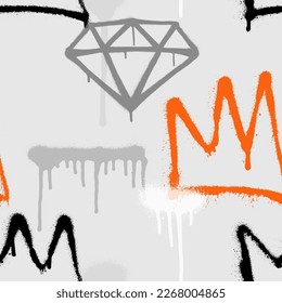 Graffiti spray paint seamless pattern. Vector illustration.