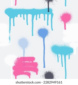 Graffiti spray paint seamless pattern. Vector illustration.