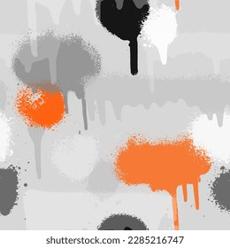 Graffiti spray paint seamless pattern. Vector illustration.