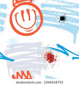 Graffiti spray paint seamless pattern. Vector illustration.