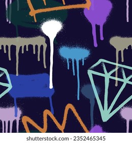 Graffiti spray paint seamless pattern. Vector illustration.