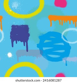 Graffiti spray paint seamless pattern. Vector illustration.