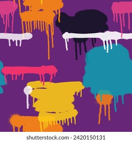 Graffiti spray paint seamless pattern. Vector illustration.