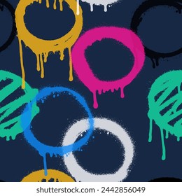 Graffiti spray paint seamless pattern. Vector illustration.