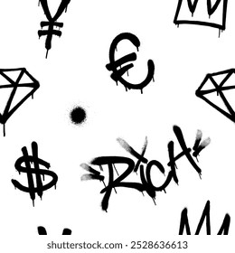 Graffiti spray paint seamless pattern. Vector illustration.